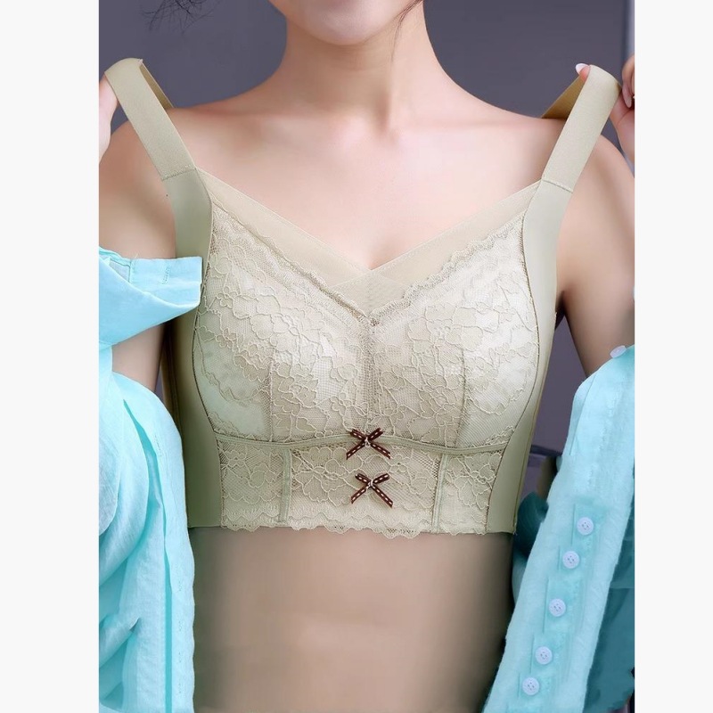 Adjustable Underwear Gathering Anti-sagging Big Chest Shown Small Not Empty Cup Gathering Parammary High Side Ultra-thin Lace Bra