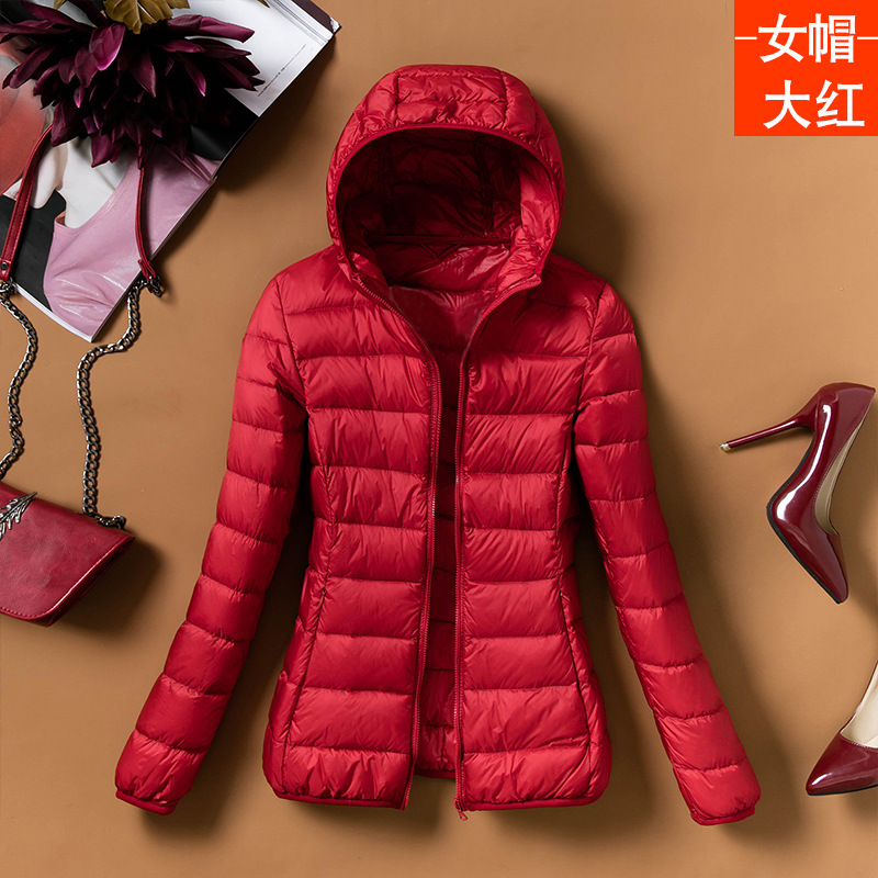 [Wholesale price] light down jacket 2023 new short hooded fashion slim autumn and winter large size coat women's clothing