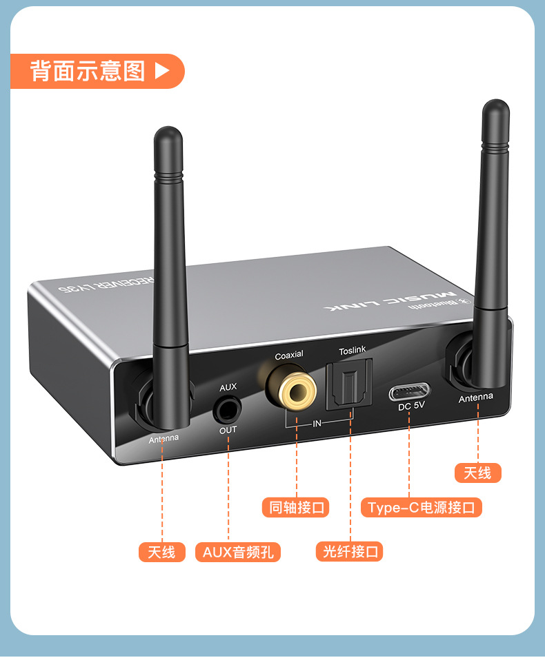 New 5.4 Bluetooth Receiving and Transmitting Old-Fashioned Audio Converter Car Bluetooth Optical Fiber Coaxial Bluetooth Connector