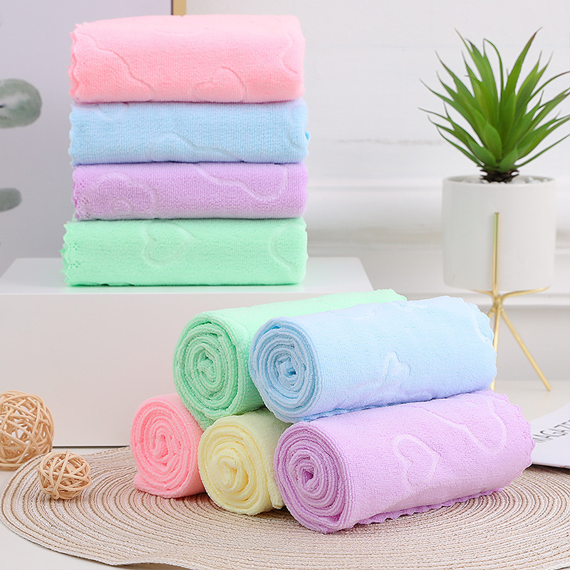Household Microfiber Warp Knitted Towel Embossed Cutting Edge Disposable Cleaning Bath Towel Bath Towel Colorful Towel Square Towel