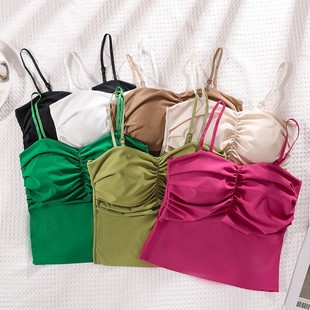 Ice silk beautiful back underwear gathered small chest special sexy seamless bra wholesale tube top underwear women's camisole vest