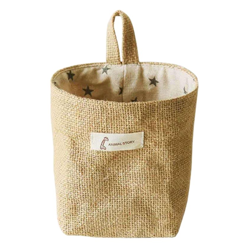 Manufacturer's Ready-Made Cotton and Linen Storage Hanging Bag Behind the Door Wall-Mounted Desktop Debris Jute Storage Storage Bag Bathroom Storage