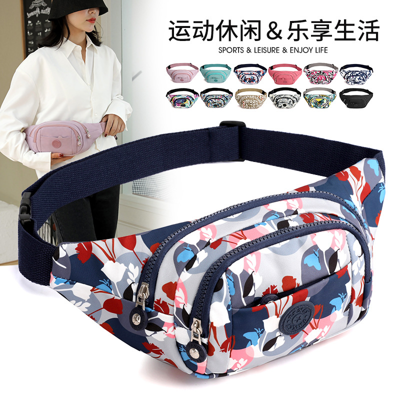 2022 primavera nuevo crossbody bolso de la cintura moda de las mujeres impreso bolsa de pecho deportes al aire libre multi-compartimiento bolso de hombro de las mujeres