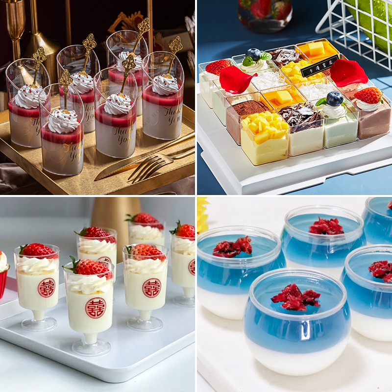 Vaso Desechable con Tapa para Pudín y Postres de Plástico PS Transparente