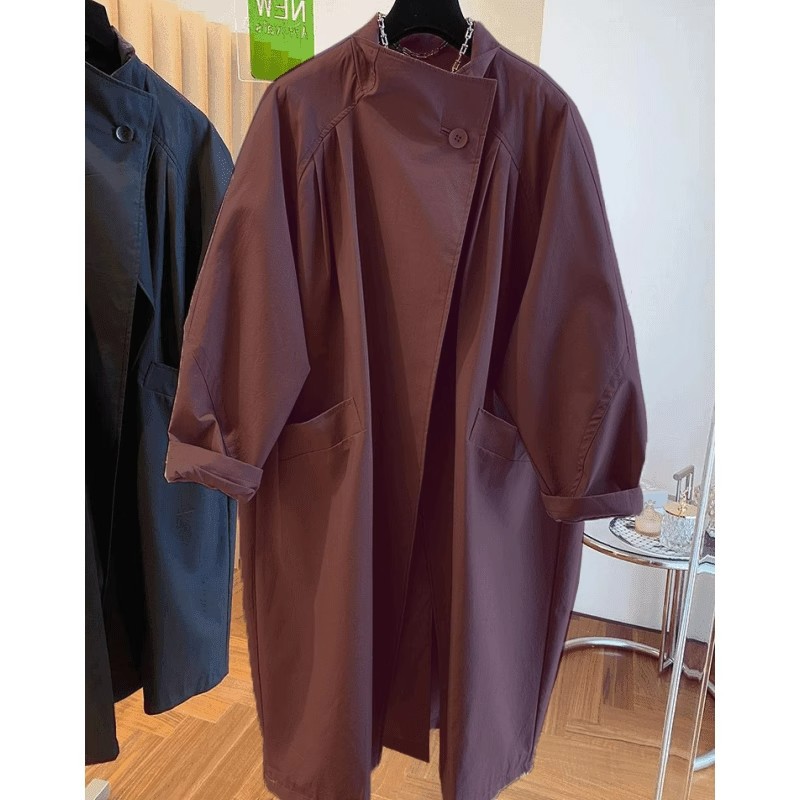 Windbreaker Jacket for Women 2025 Spring and Autumn New Style Plus-Size Mid-Length Design Niche Top Looks Super Good