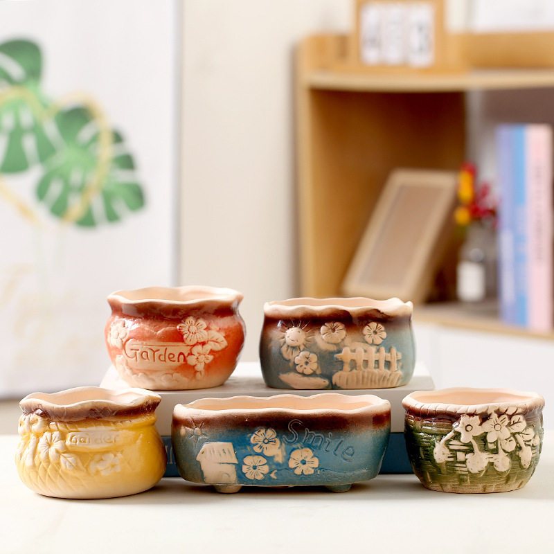 New Style Succulent Flower Pot, Small Ceramic Coarse Pottery, Affordable, Hand-Painted, Simple Design for Old Succulent Plants New Style Succulent Flower Pot, Small Ceramic Coarse Pottery, Affordable, Hand-Painted, Simple Design for Old Succulent Plants