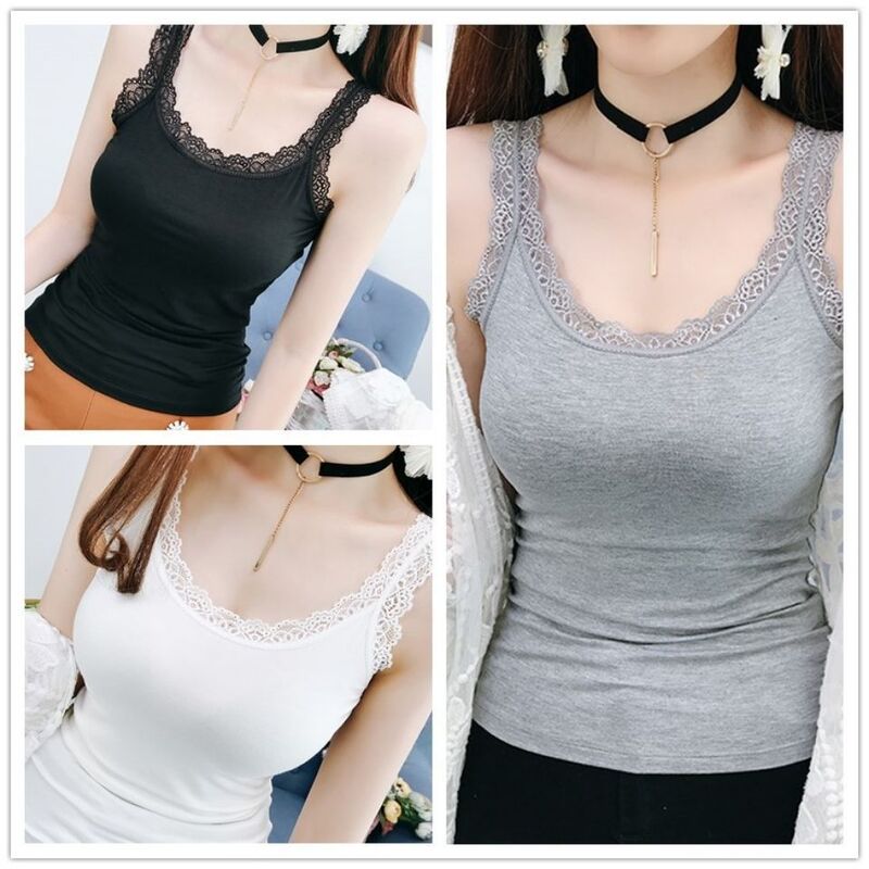 [Factory Direct Sale] Sweet Lace Splicing Camisole Women's Spring and Summer Korean Style Thin Inner Sleeveless Vest