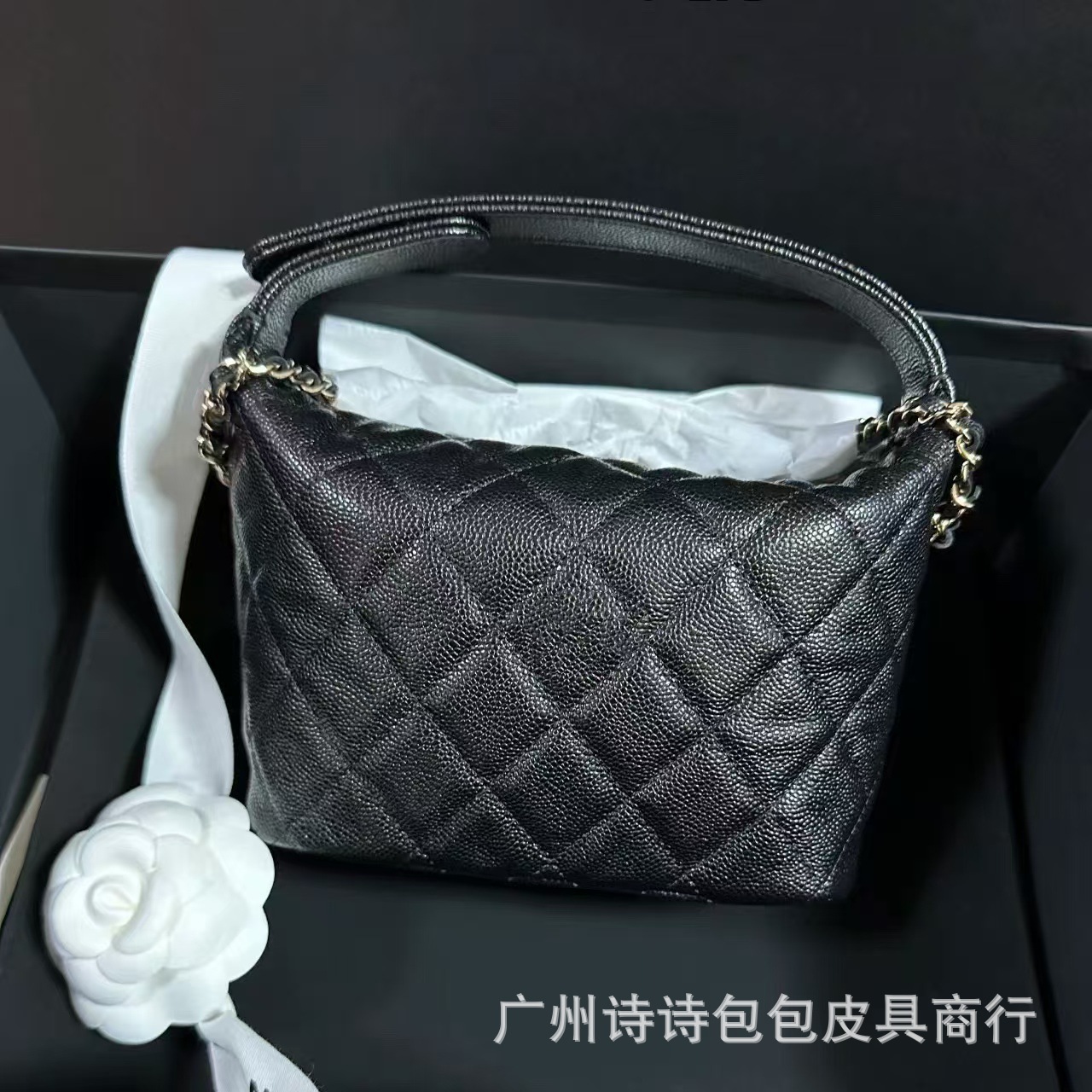 高版本新款小香风25C饭盒包真皮晚宴包Hobo手提链条单肩斜挎女包