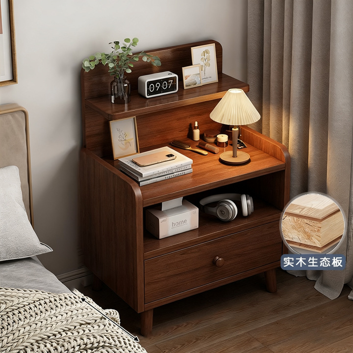 Moderno y simple dormitorio casero mesas de cabecera estilo antiguo pequeño cajón multicapa al lado de la cama almacenar estante gabinete lateral