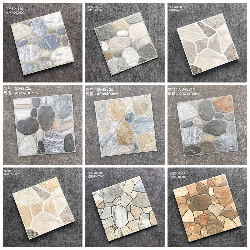 Керамическая плитка Foshan 400x400, плитка под гальку для двора, балкона, сада, нескользящая напольная плитка, плитка под гальку