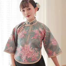 新中式国风改良旗袍 服装时装箱包 金属丝色织提花布抱枕装饰布料