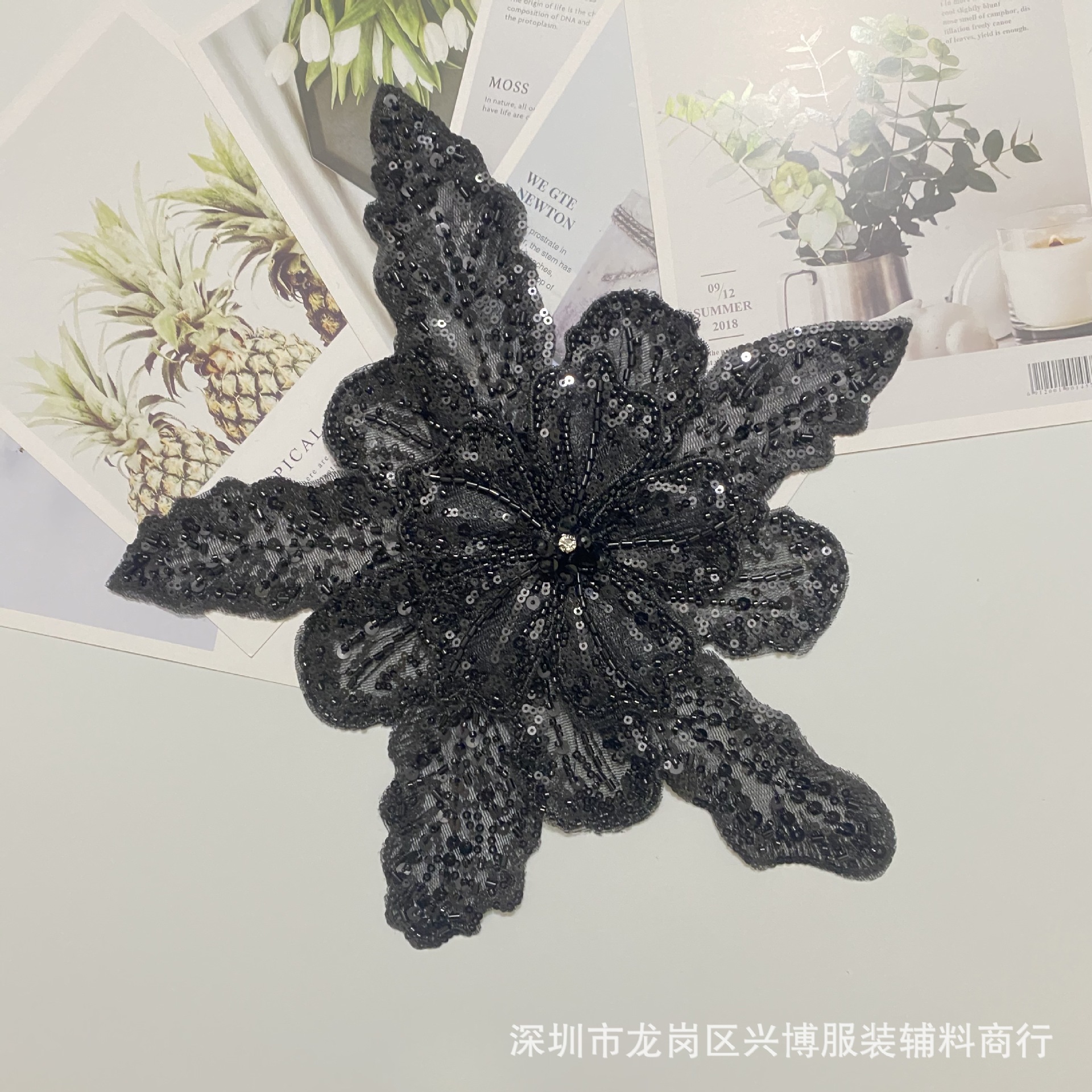 Nuevo bordado Lolita multi-capa flor pieza cosida a mano cristal tridimensional flor DIY mujer boda tocado Accesorios