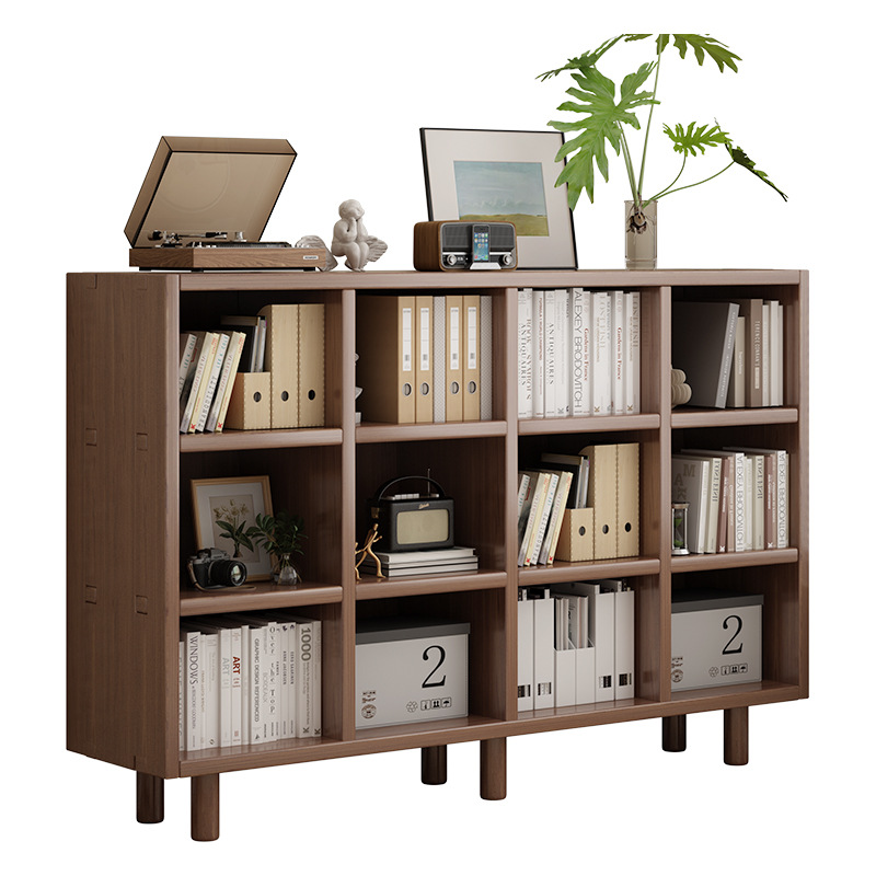 Estante de estantería para niños de madera maciza, gabinete de rejilla integrado contra la pared del piso al techo, gabinete de la habitación de los niños, almacenamiento, estante de libros ilustrados