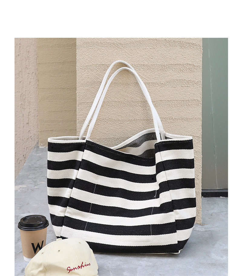 Women's Large Canvas Stripe Streetwear Open Canvas Bag display picture 16