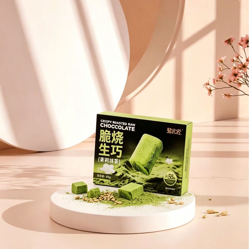 Lei Song Song Jasmine Matcha Crispy Chocolate ≥55% Cocoa Solids, Non-Fried, Light Snack for Afternoon Tea