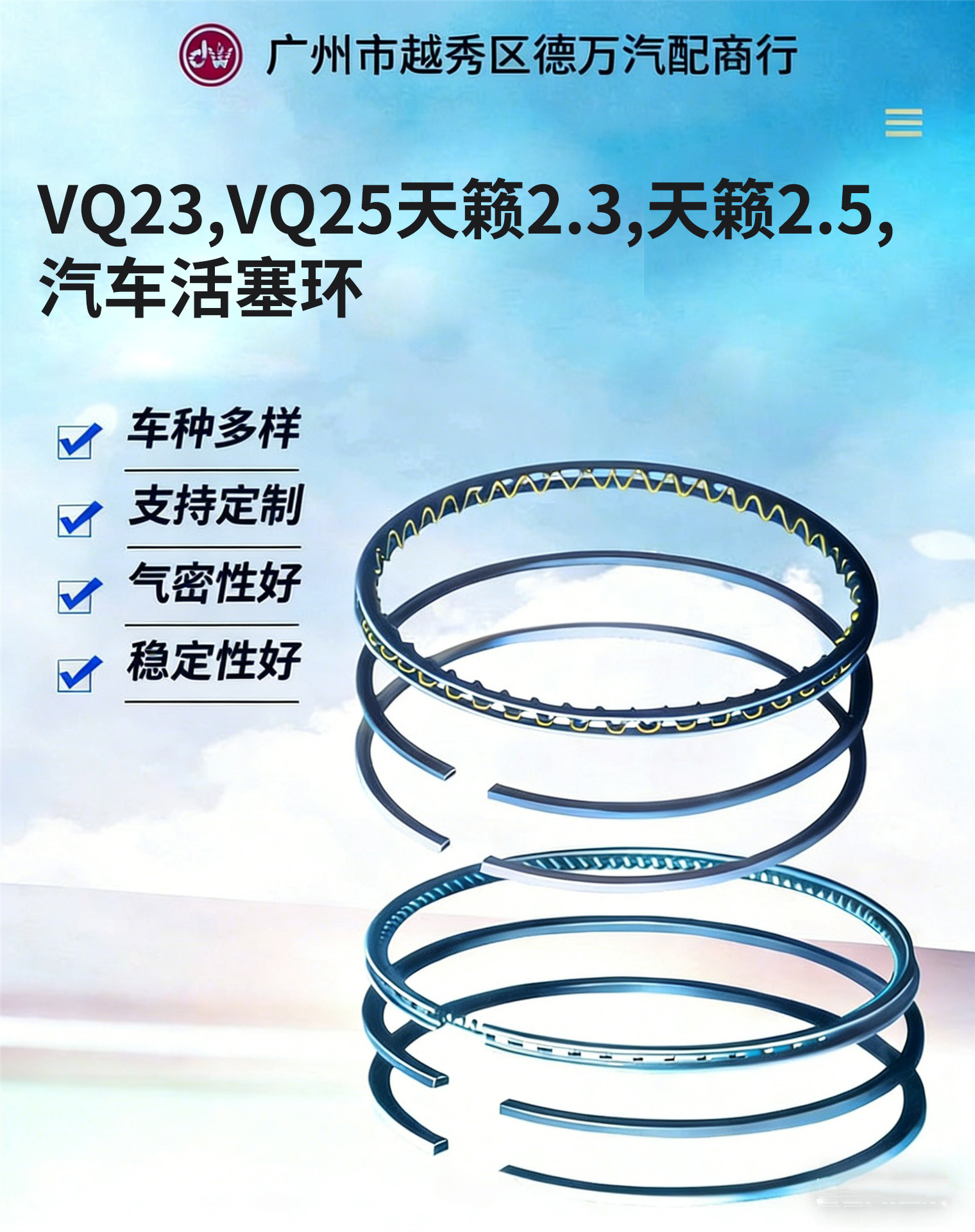 Vq23, Vq25 Teana 2.3, Teana 2.5, Car Piston Rings 12033-Al501, 12033-Eg201
