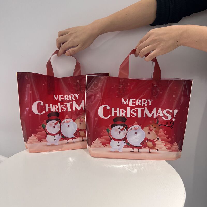 クリスマス祝日プレゼント包装手提げ袋プレゼントプラスチック包装ショッピングお祝いクリスマスイブお土産赤|undefined