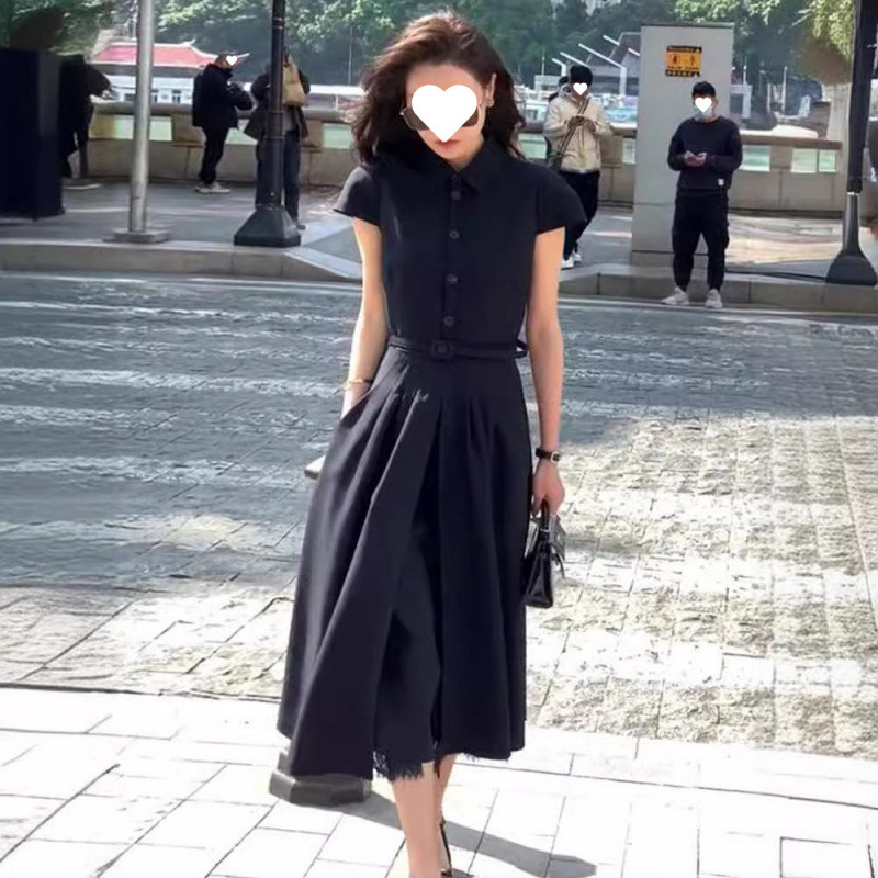 黑色连衣裙小众设计感气质名媛高端轻熟法式赫本风裙子女夏季|undefined
