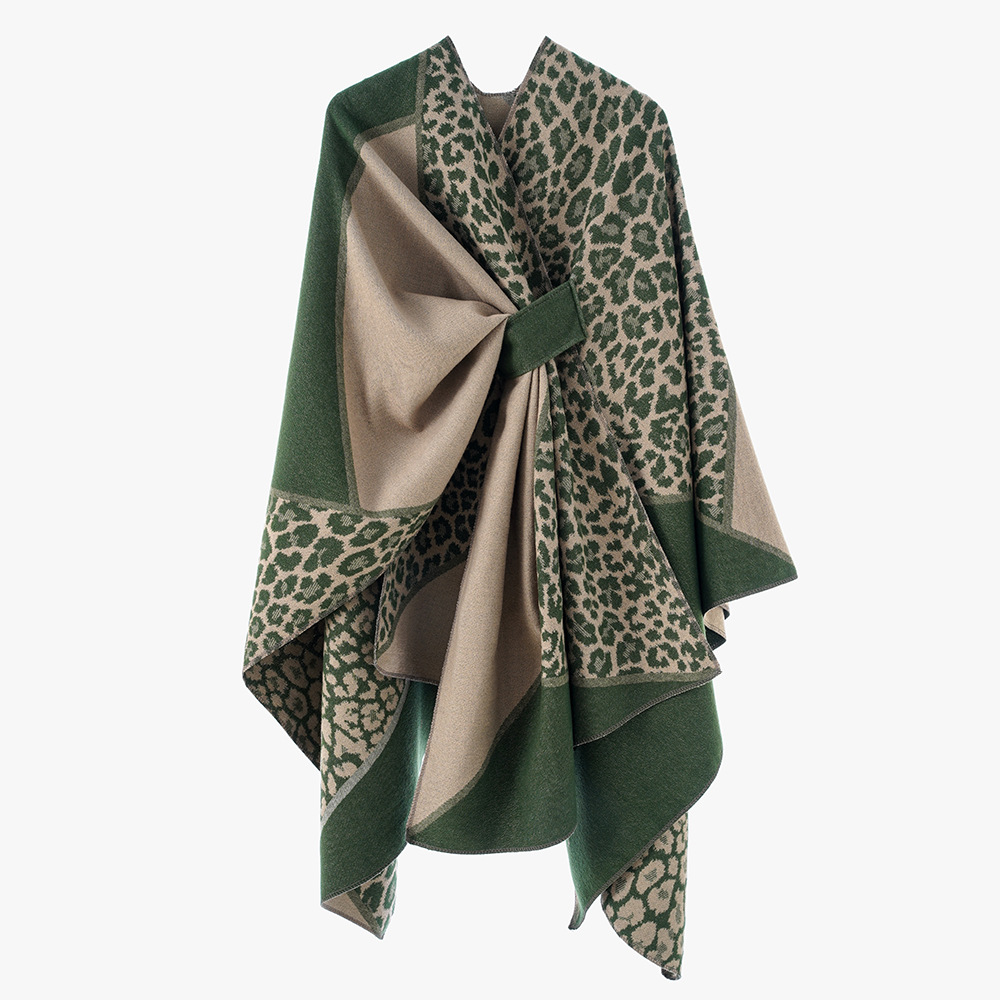 Chal de cachemira con capa de leopardo de primavera y otoño de invierno a prueba de viento abrigo abrigo abrigo de moda
