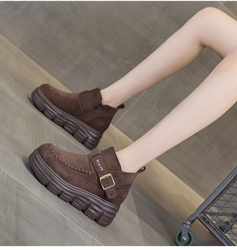 Giày boot nữ cổ cao đế dày tăng chiều cao phong cách Anh quốc cổ điển — M2961 màu đen, Lạc đà M2961, M2961 màu nâu, M2961 màu vàng chi tiết 27