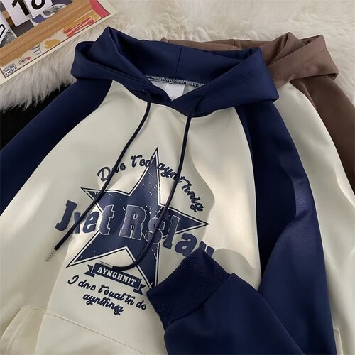 Chic Brand Hooded Sweatshirt Spring and Autumn Unisex Youth Loose Design Sport Coat Top