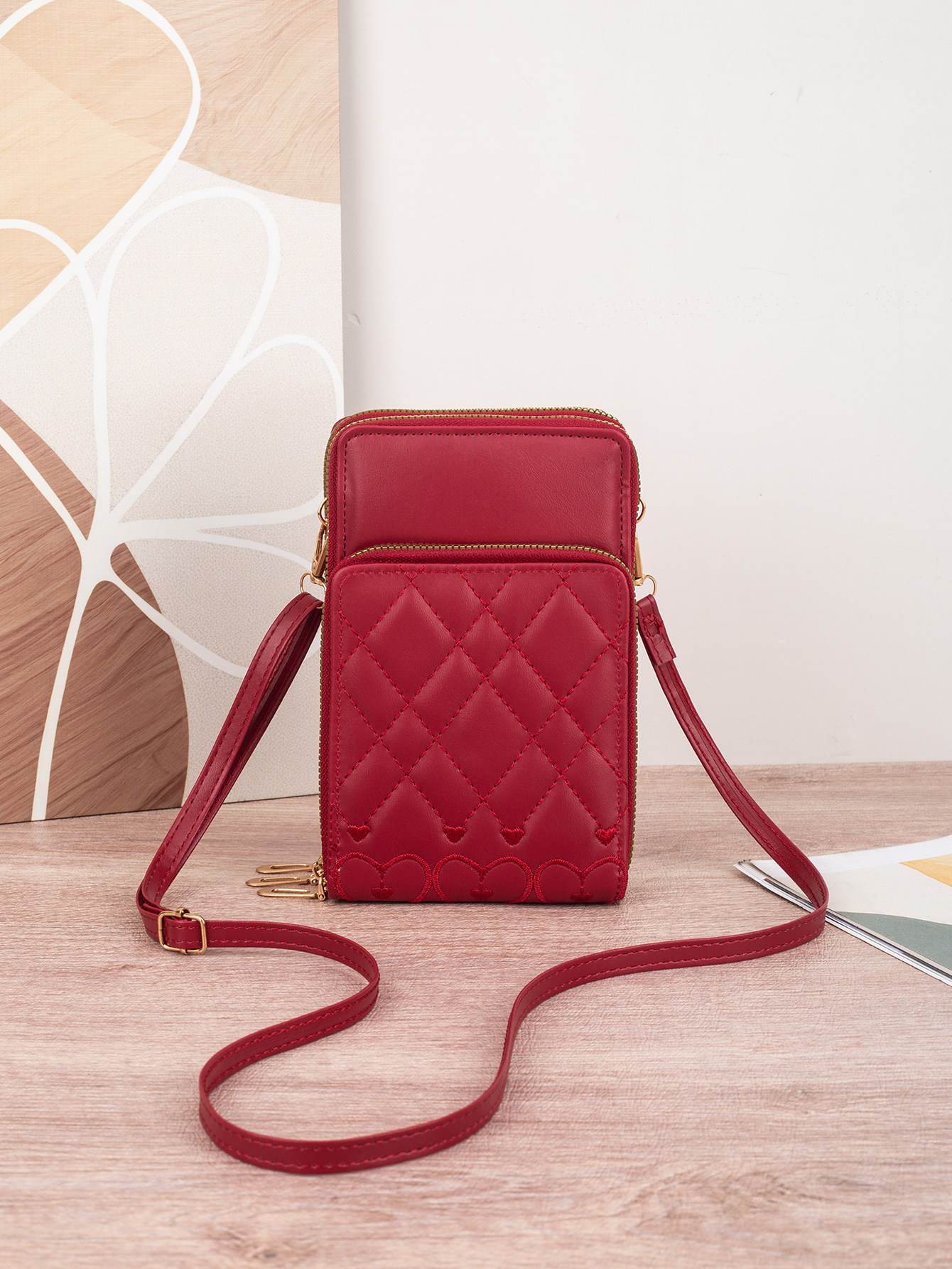 2025 nuevo bolso de teléfono móvil lindo moda multifuncional un hombro mochila tres cremallera bordado mariposa impresión bolso de mujer