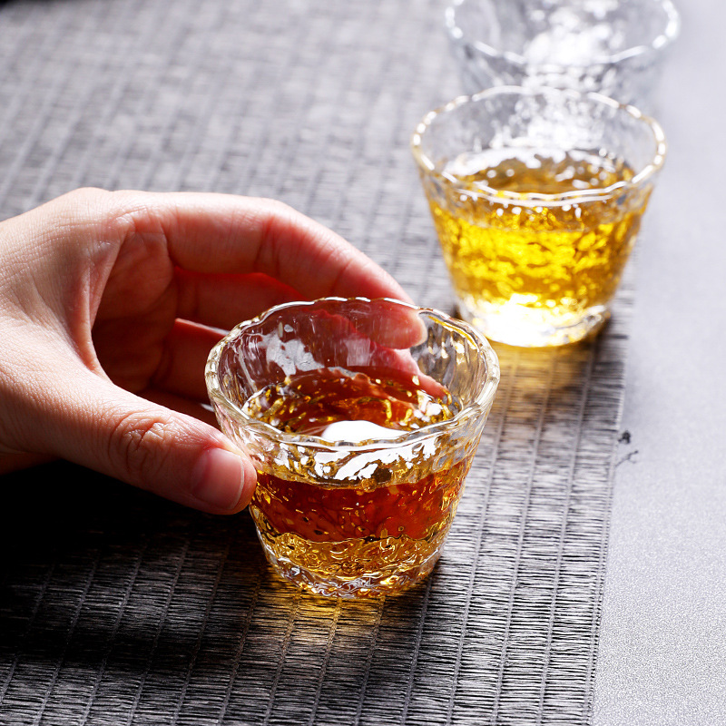 도매 유리 차 시음 컵 일본식 유리 컵 개인 작은 차 컵 마스터 컵 가정 투명 대나무 모자 차 그릇 쿵푸