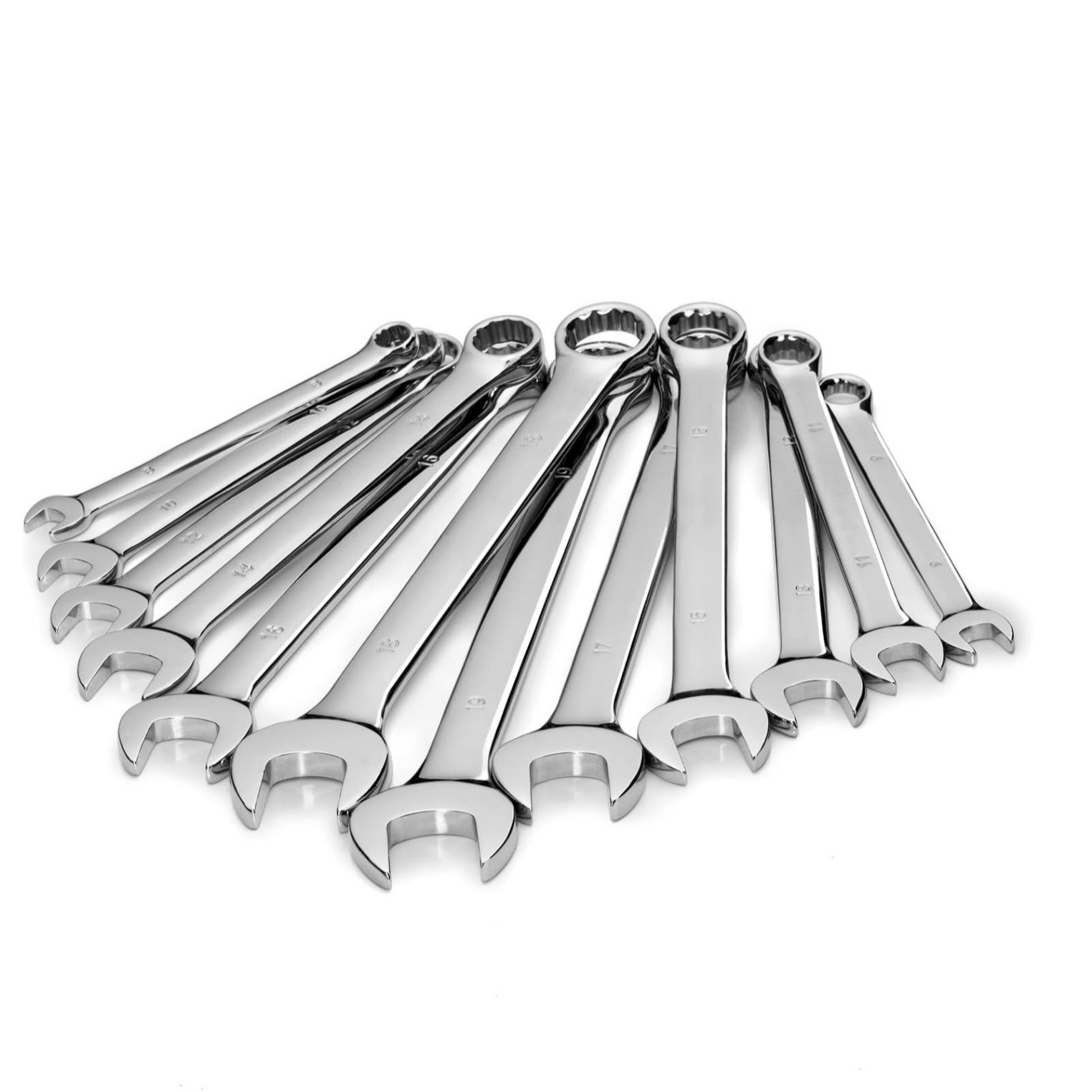 Juego de Llaves Combinadas Set de 12 Piezas de Acero al Carbono 45# Cromado para Reparación Automotriz