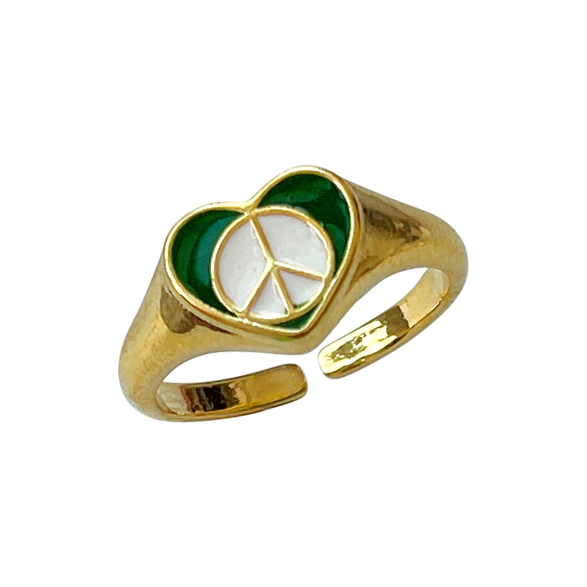 Fashion Heart Shape Smiley Face Copper Enamel Open Ring 1 Piece