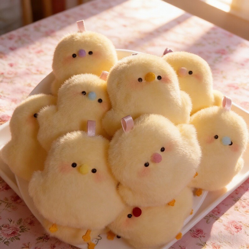 Little Chick Squishy Toy, Same Style as on Xiaohongshu, Plush Chicken Stress Relief, Soft and Fluffy Flocking Chicken