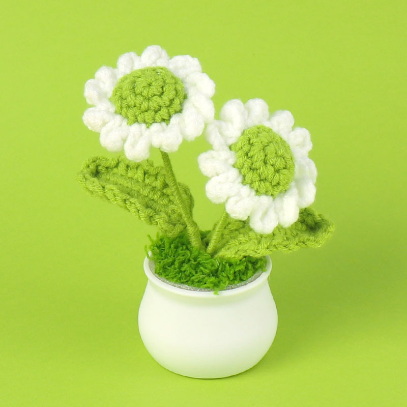 完成品クロスボーダーニットウールひまわり鉢植え造花研究デスクトップ装飾品卒業子供の日の小さなギフト|undefined