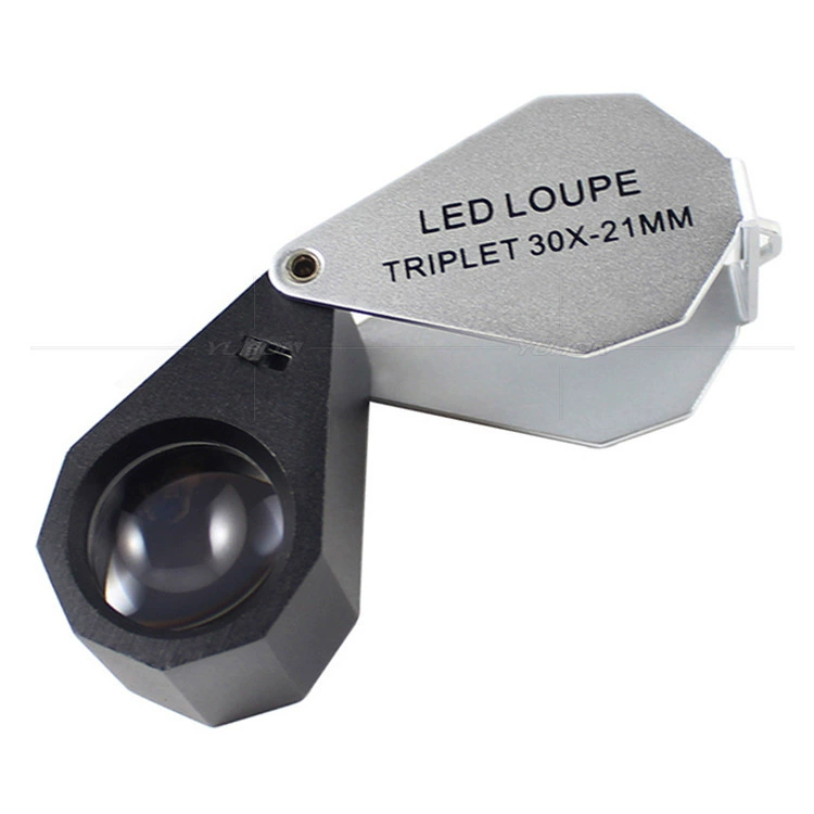 30-кратное кольцо со светодиодной подсветкой из нефрита, ювелирные изделия с античным бриллиантом, высокомощное идентификационное увеличительное стекло 30x21 мм, оптический HD