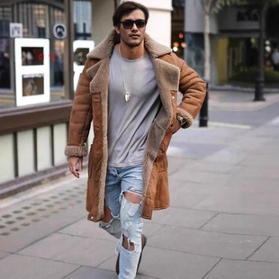 Cross-Border Menswear European Export Men's Autumn and Winter Vintage Lazy Style Street Style Long Coat