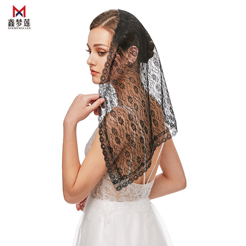 Foreign trade manufacturer European and American style bridal veil Muslim triangle lace scarf shawl style white wedding veil