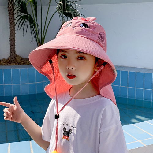 Outdoor children's sun hat for shopping, cute sun hat for men and women, summer neck protection, sun protection, fisherman hat, large brim hat