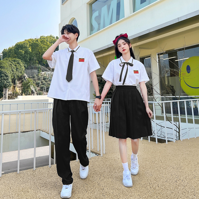 新中式情侣装国风初小学生演唱毕业季刺绣改良盘扣朗读大合唱班服