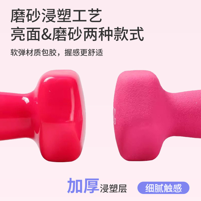 跨境浸塑哑铃女士家用健身器材实心铸铁初学者包胶哑铃练臂肌哑铃|undefined