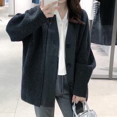 2025秋冬新款慵懒风假两件宽松针织开衫外套女装5F9132131
