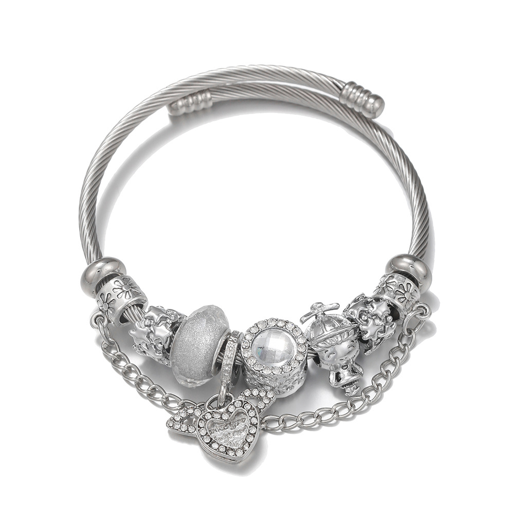 Fashion Heart Shape Metal Artificial Gemstones Couple Bracelets 1 Piece display picture 2