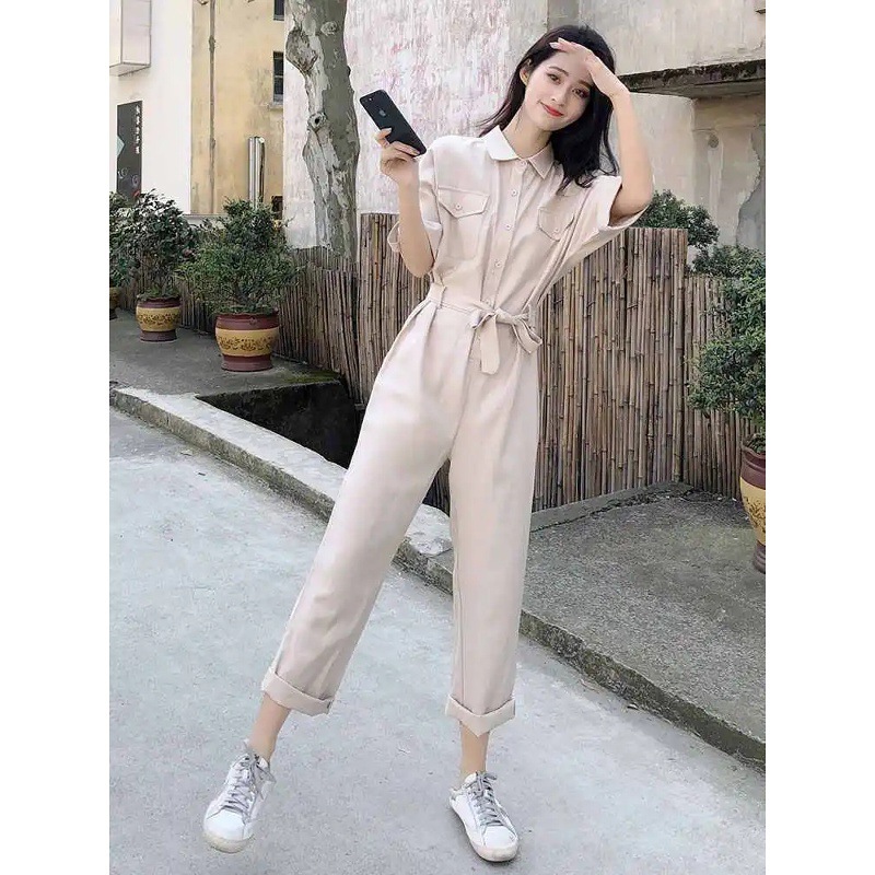 9061 Casual Short-sleeved Tooling Pants Women's 2024 Summer New Style Casual Loose Wide-leg Straight Tube