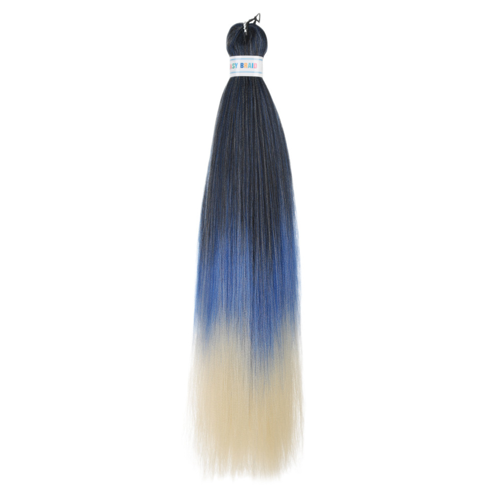 Trenzas fáciles de hacer de 26 pulgadas, cabello sintético colorido, trenzas grandes EZ, fibra sintética de baja temperatura, color degradado, cabello largo y liso.