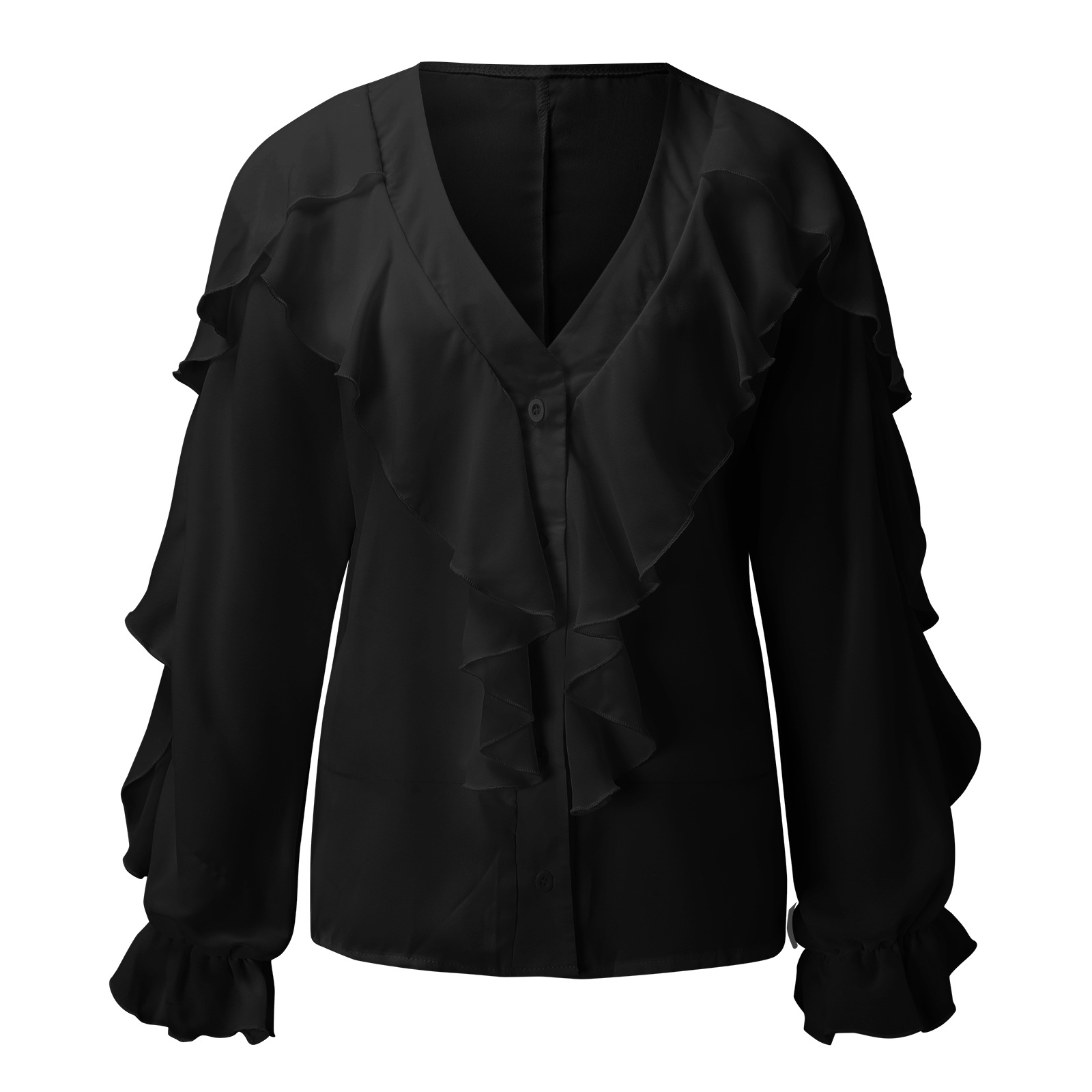 238g Weight Long Sleeve Sleeve Length Regular Sleeve Sleeve Type Chiffon Fabric Type Regular Top Length Blouse Tops Type Daily Occasion V Neck Neckline Loose Fit Type Printing, Butterfly Pattern Summer, Spring, Autumn Season Women's Gender Elegant Style Wholesale Women's Elegant Printing Butterfly Long Sleeve Blouses 4