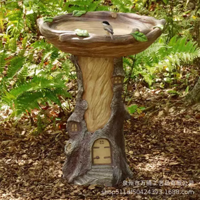 树脂小鸟喂食器摆饰户外花园工艺品摆件园林装饰品定制庭院喂鸟器