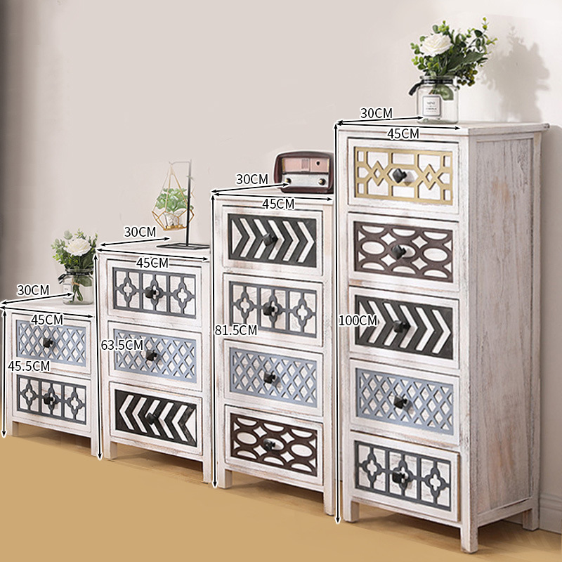 Cross-Border americano cajón gabinete de almacenamiento vintage armario pastoral juguete de múltiples capas de madera en el pecho de cajones creativa mesita de noche