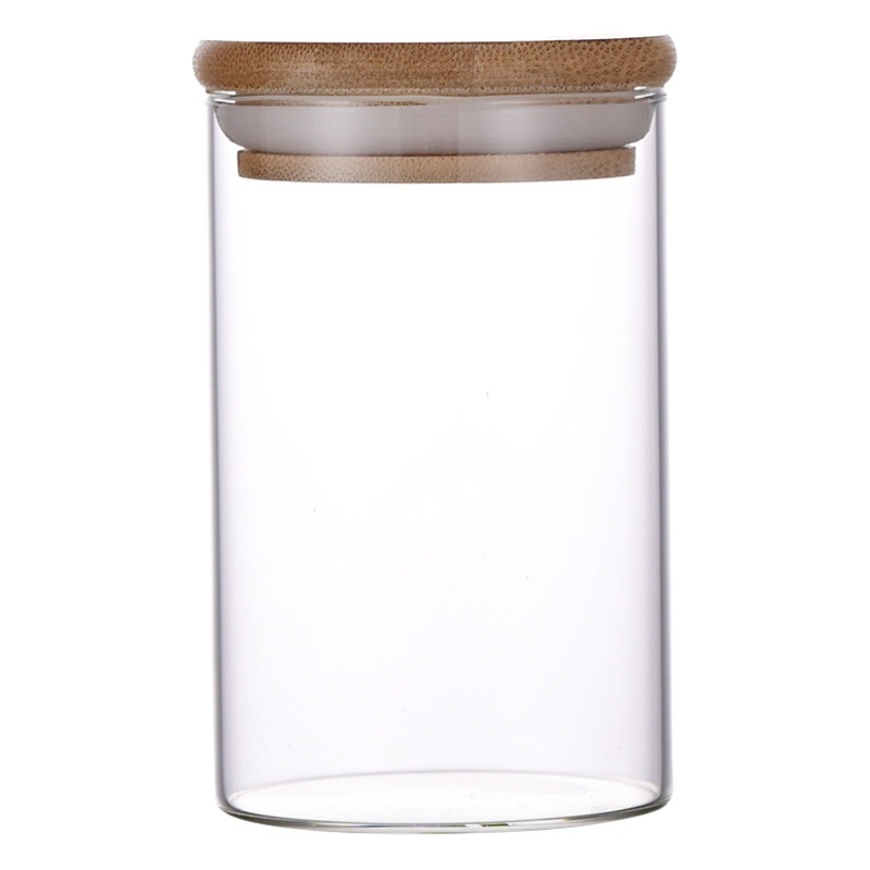 Tarro de condimento de vidrio Tarro de almacenamiento Paquete de combinación de Amazon Tarro sellado de 12 latas con tapa de bambú Traje de algodón perla