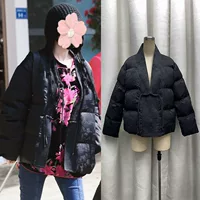 Новый китайский пуховик Yang Mi, черная жаккардовая Пряжка, простой белый пуховик на утином пуху в национальном стиле с V-образным вырезом