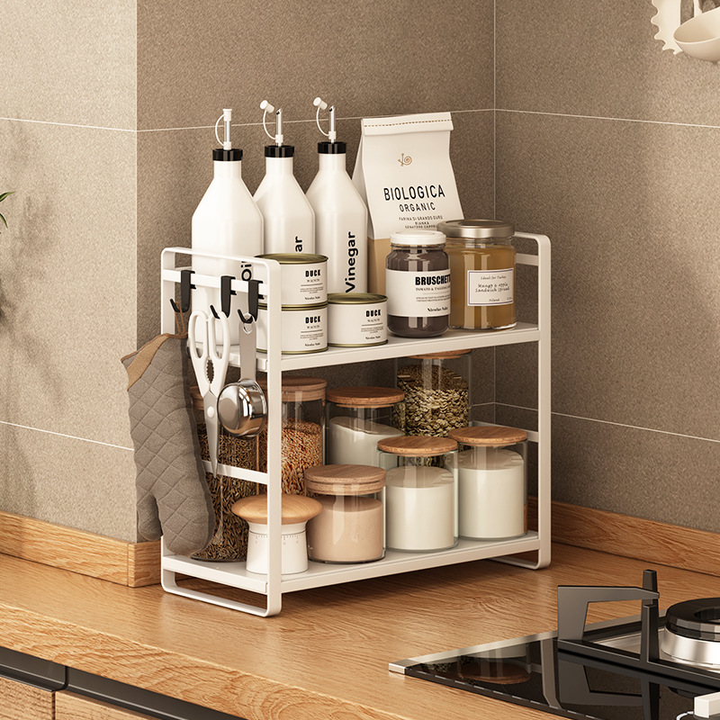 廚房調料架免安裝台面窄款小型灶台調料架轉角牆角放調味料置物架