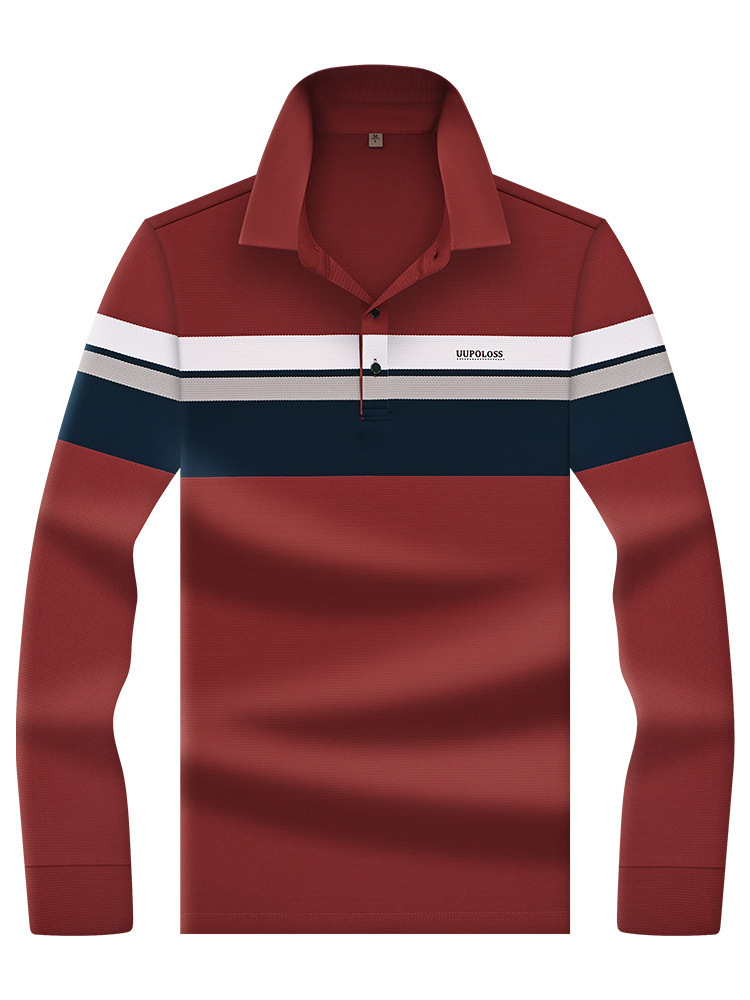 Marca de lujo ligera de alta gama de ropa de hombre camiseta nueva camiseta de manga larga con solapa t camiseta de polo de hombre a rayas de alto nivel