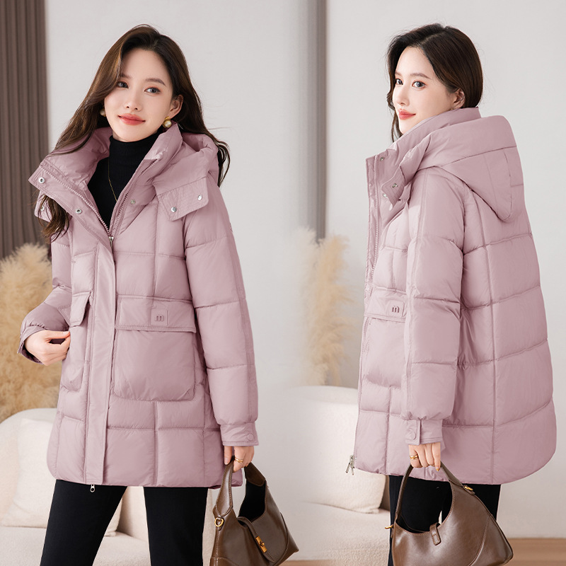 Algodón con capuz para mujeres invierno 2025 nuevo hombre pequeño medio largo de moda extranjera calentamiento abrigo de algodón deportivo suelto image 4
