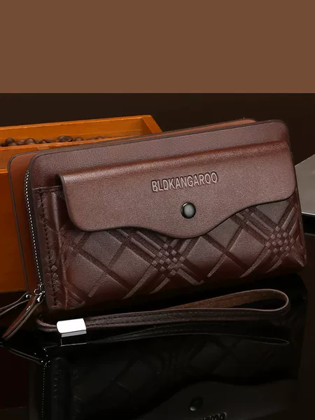 2025 New Clutch Bag Business Wallet Double Zipper Clutch Bag Fashion Hand Bag Mobile Phone Key Bag Men's Cross-Border